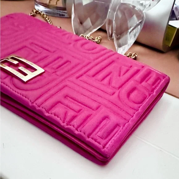 Pink Fendi Lambskin Wallet On Chain WOC - Picture 13 of 15